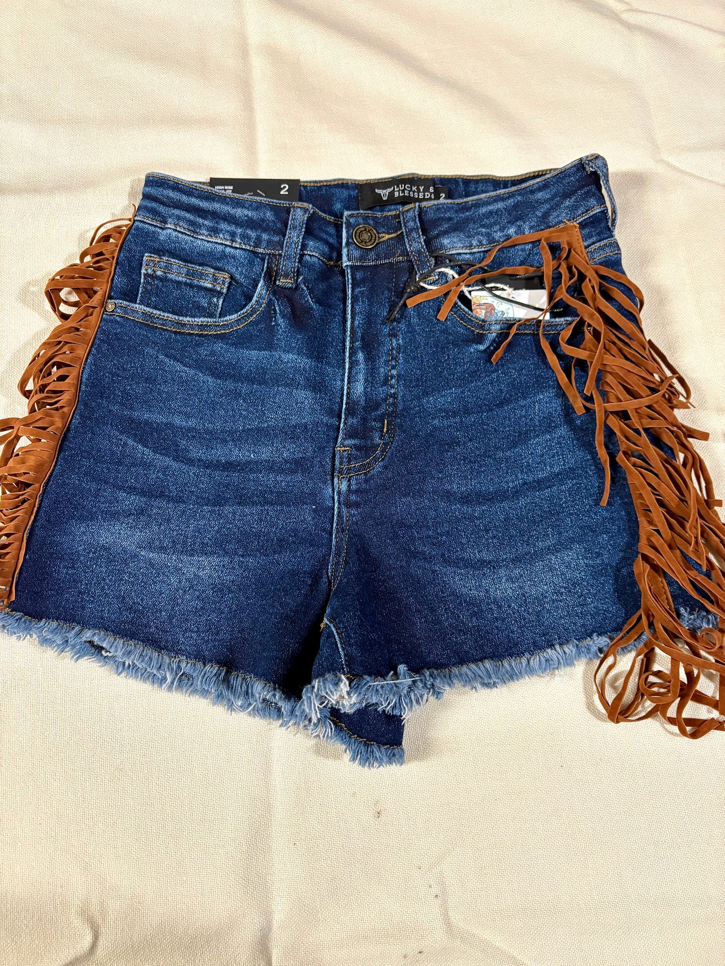 Denim Fringe Shorts