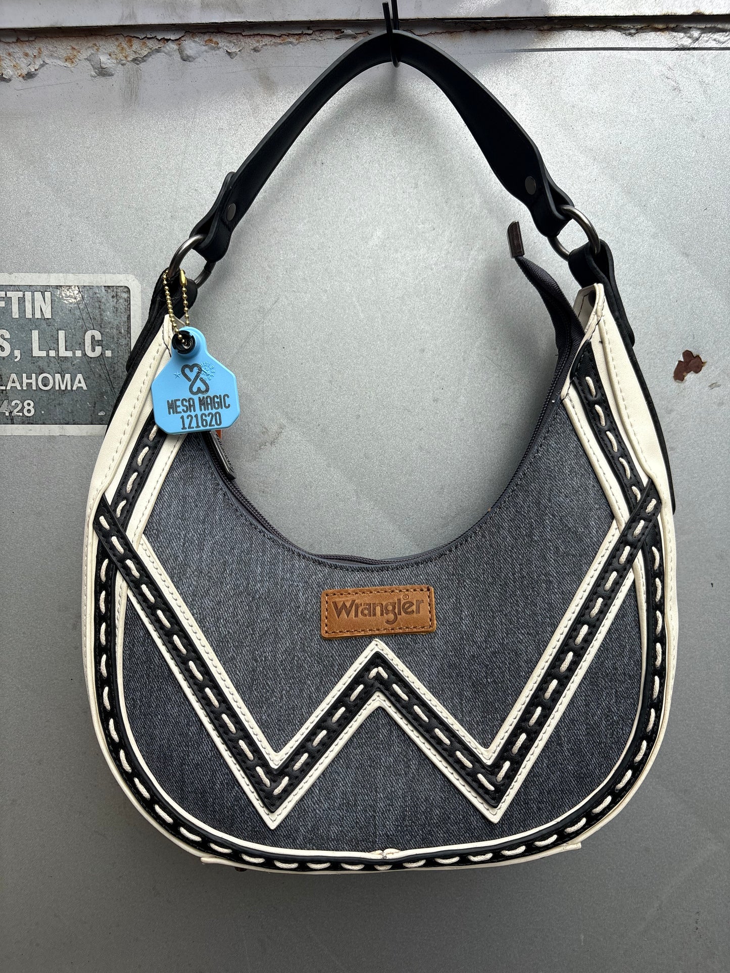 White Lines Denim Purse