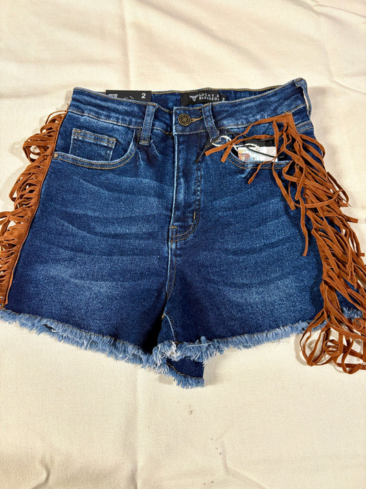 Denim Fringe Shorts