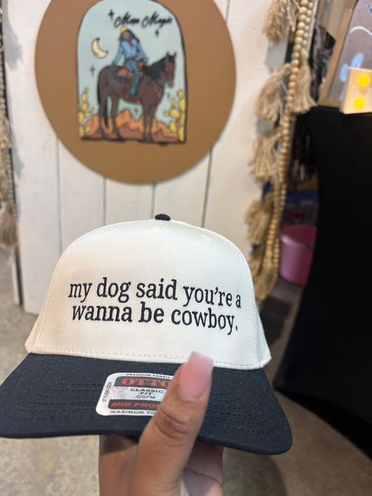 My dog said you're a wanna be cowboy