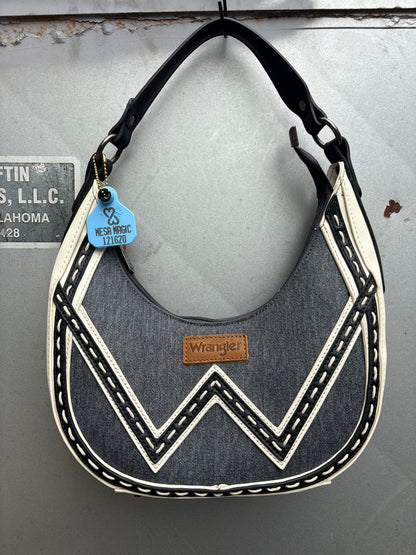 White Lines Denim Purse