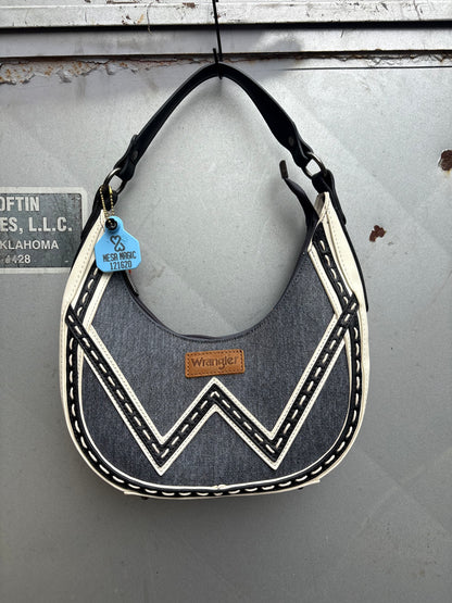 White Lines Denim Purse